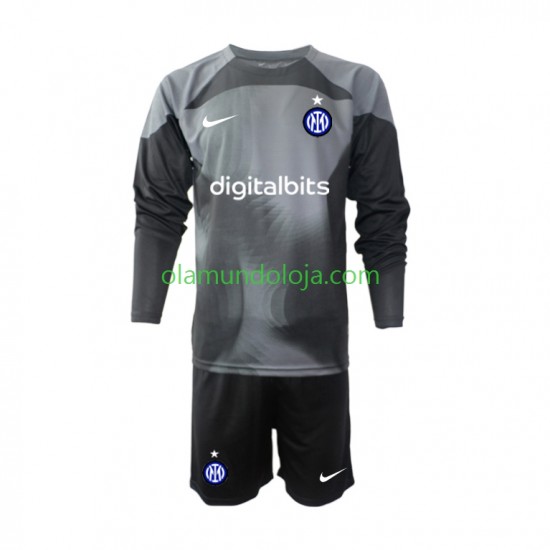 Camisola Inter de Milão Guarda-redes Criança Equipamento Primeiro 2022-2023 Manga Comprida